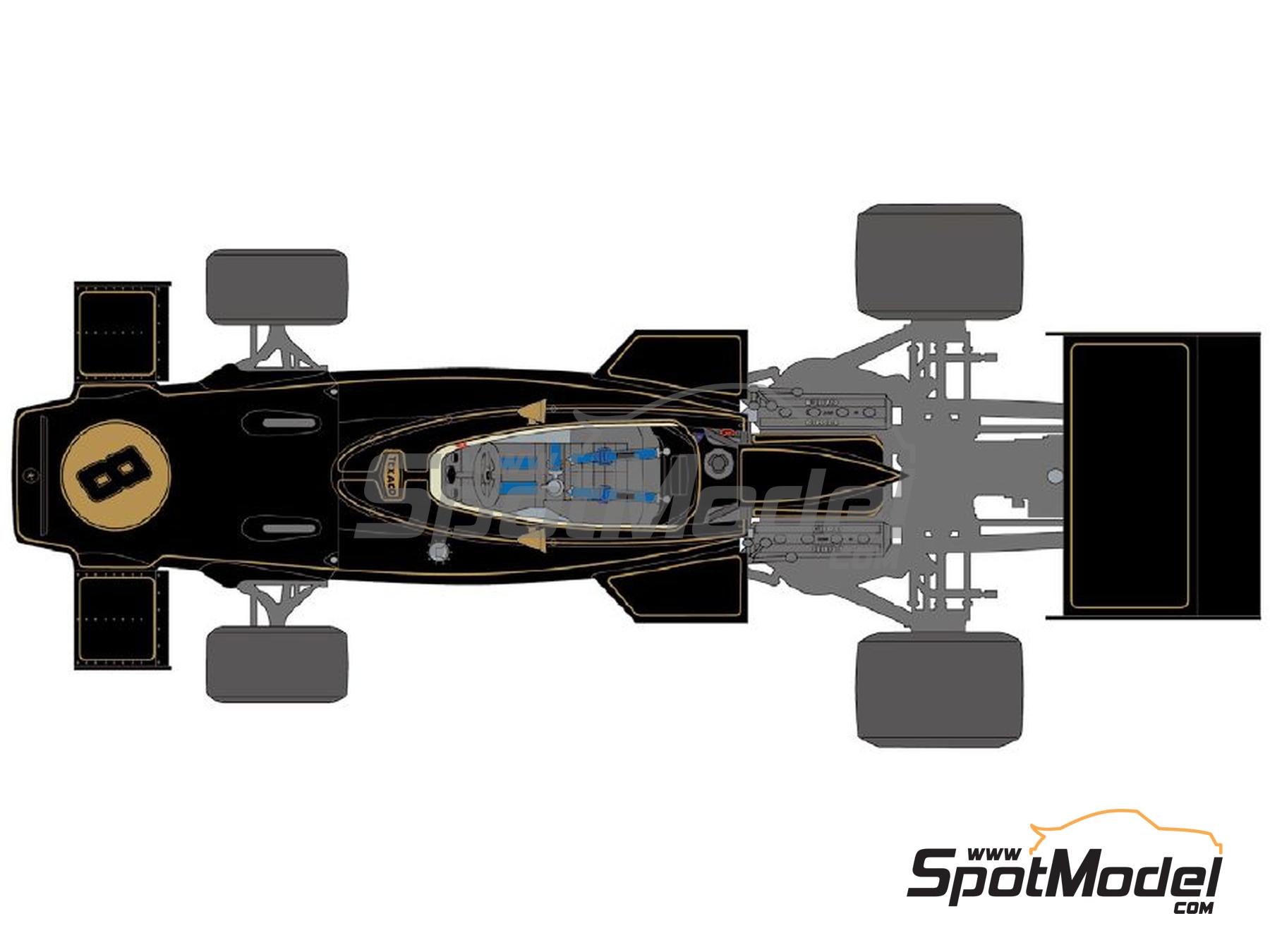 Lotus Type 72D John Player Team Lotus Team - British Formula 1 Grand Prix,  Italian Formula 1 Grand Prix 1972. Marking / livery in 1/12 scale manufactu